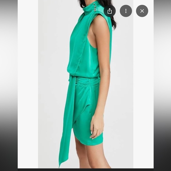 Green Ruched Mini Skirt - Picture 4 of 6